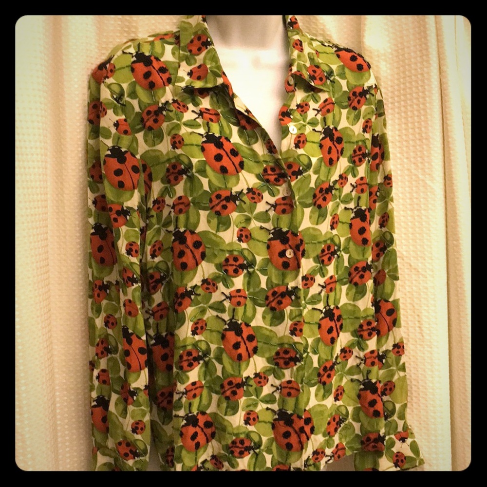 100% Silk blouse embroidered with beads